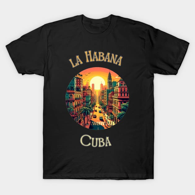 "Havana Hideaway: Vibrant Oasis in Retro Chic" - Retro Travel Cool T-Shirt by stickercuffs